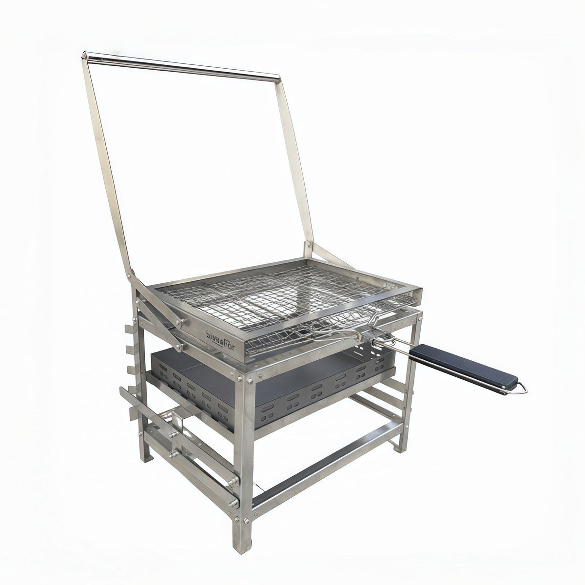 Adjustable Rotating Charcoal Grill | Stainless Steel Portable BBQ Grill for Camping & Backyard