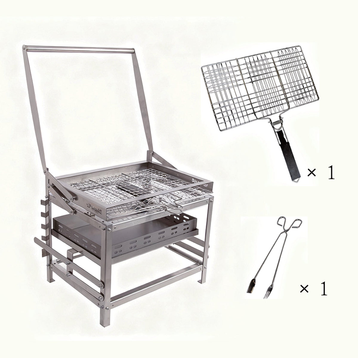 Adjustable Rotating Charcoal Grill | Stainless Steel Portable BBQ Grill for Camping & Backyard