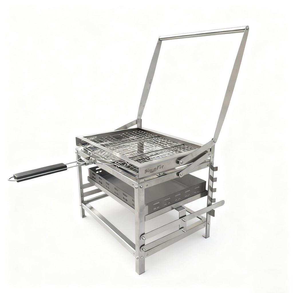 Adjustable Rotating Charcoal Grill | Stainless Steel Portable BBQ Grill for Camping & Backyard
