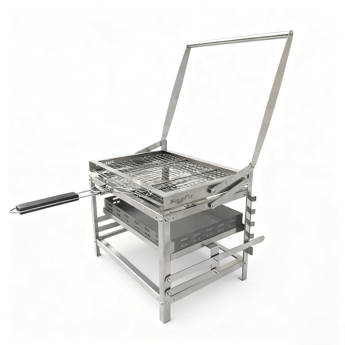 Adjustable Rotating Charcoal Grill | Stainless Steel Portable BBQ Grill for Camping & Backyard