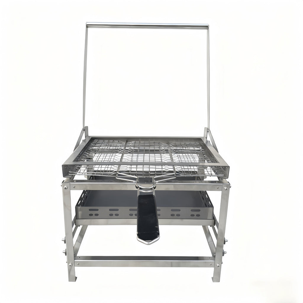 Adjustable Rotating Charcoal Grill | Stainless Steel Portable BBQ Grill for Camping & Backyard