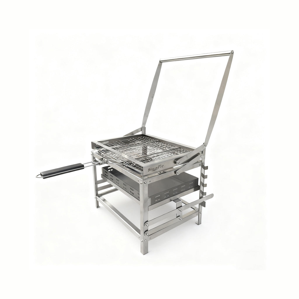 Adjustable Rotating Charcoal Grill | Stainless Steel Portable BBQ Grill for Camping & Backyard